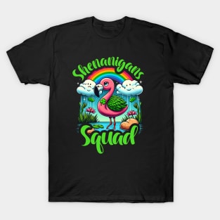 Shenanigan Squad Irish Flamingo Leprechaun St Patrick's Day T-Shirt